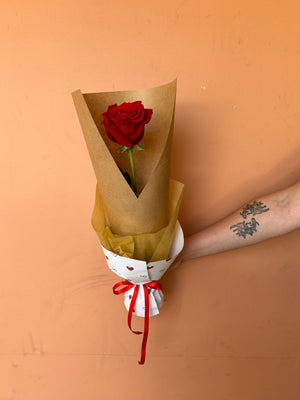 Single Red Rose + Chocolates